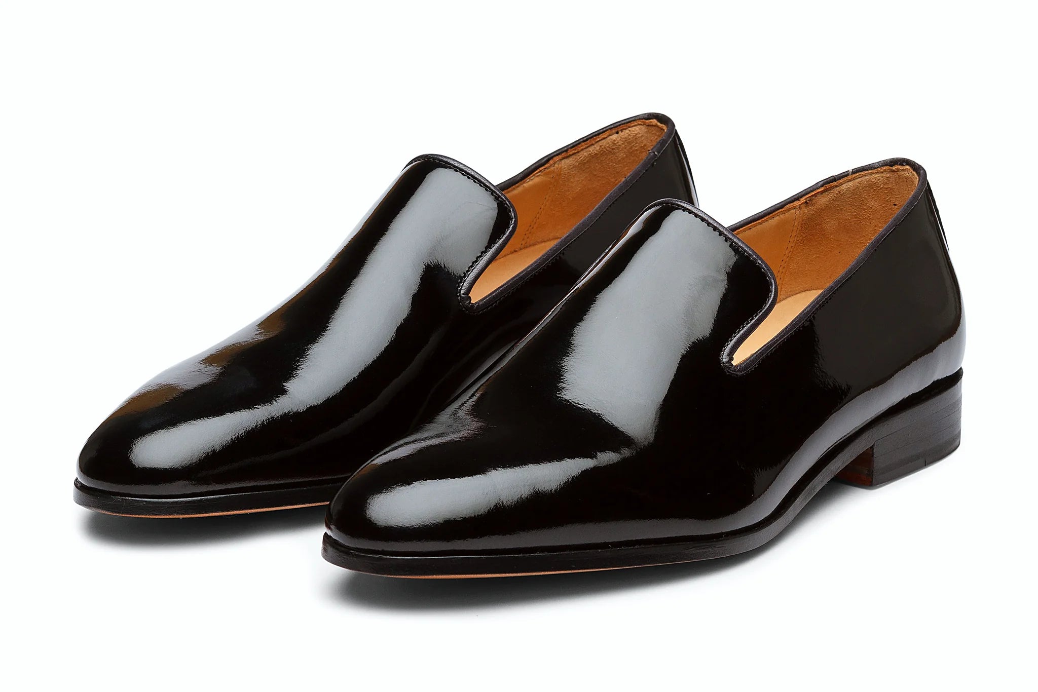 Pair of black patent loafer