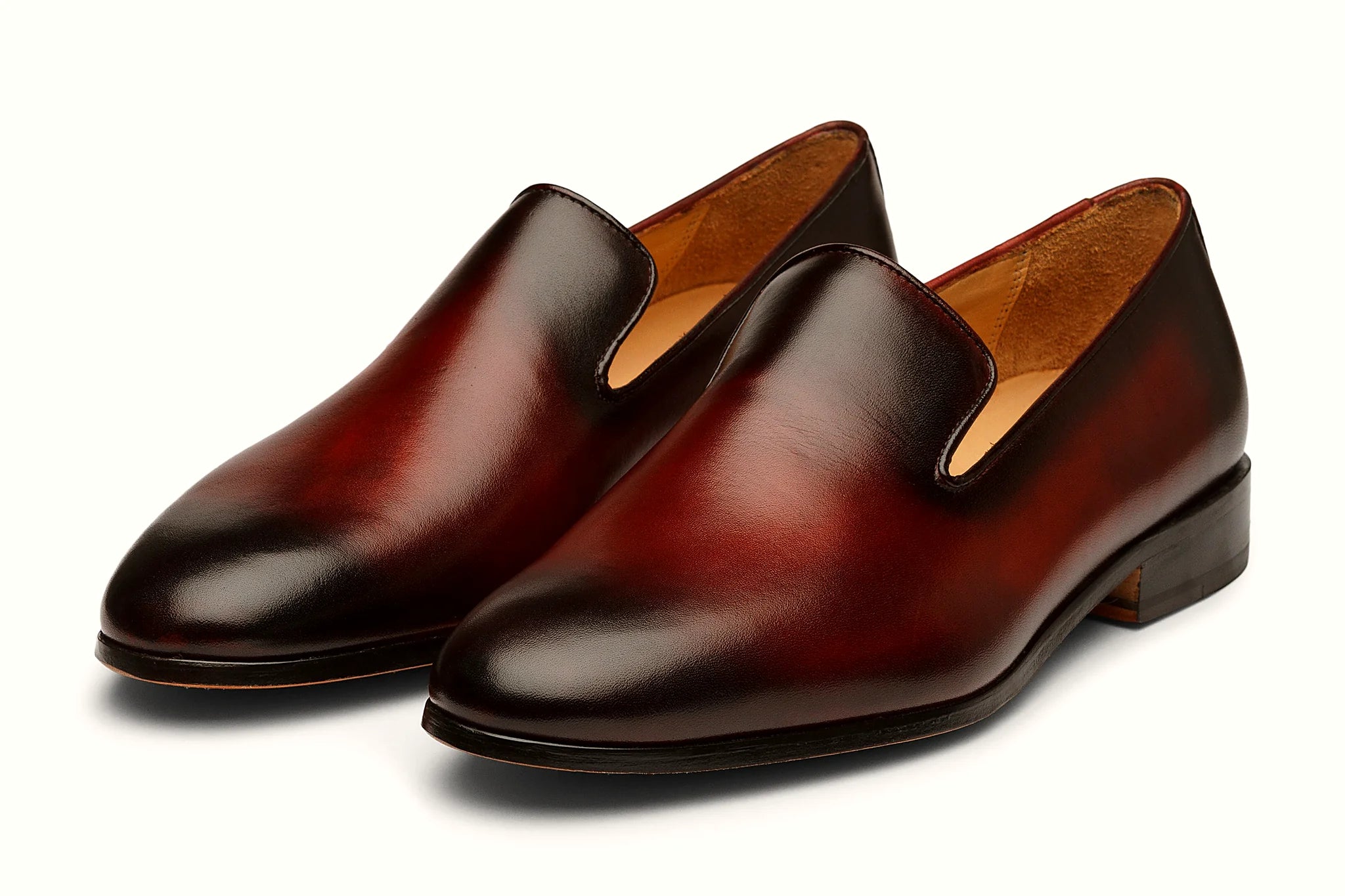 Pair of black leather venetian