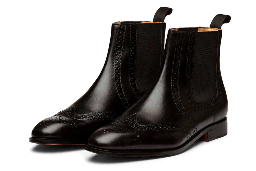 Pair of black leather boot